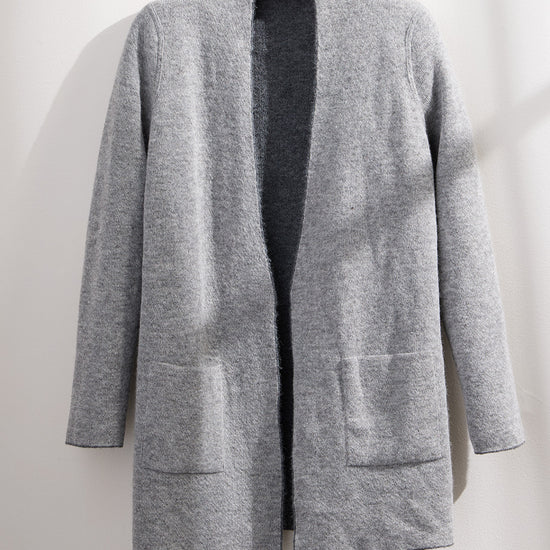 fair trade baby alpaca sweater cardigan jacket reversible top grey gray fair indigo organic ethically made