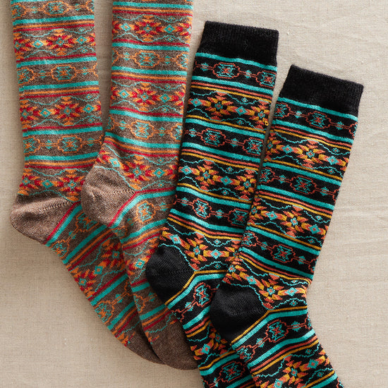 fair trade pattern alpaca socks - southwest - ethically made - fair indigo