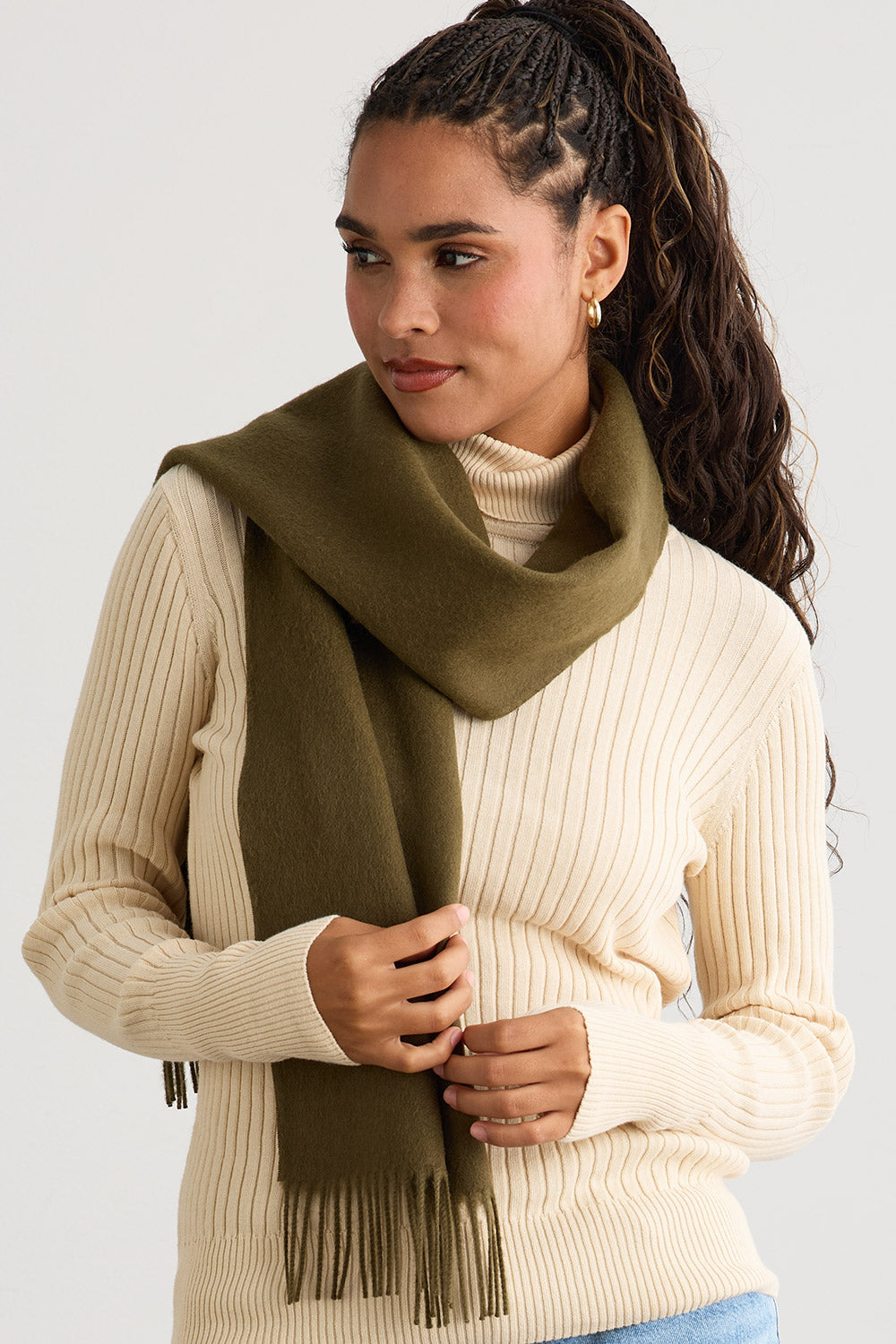  baby alpaca scarf - olive green - fair trade - ethically made - fair indigo