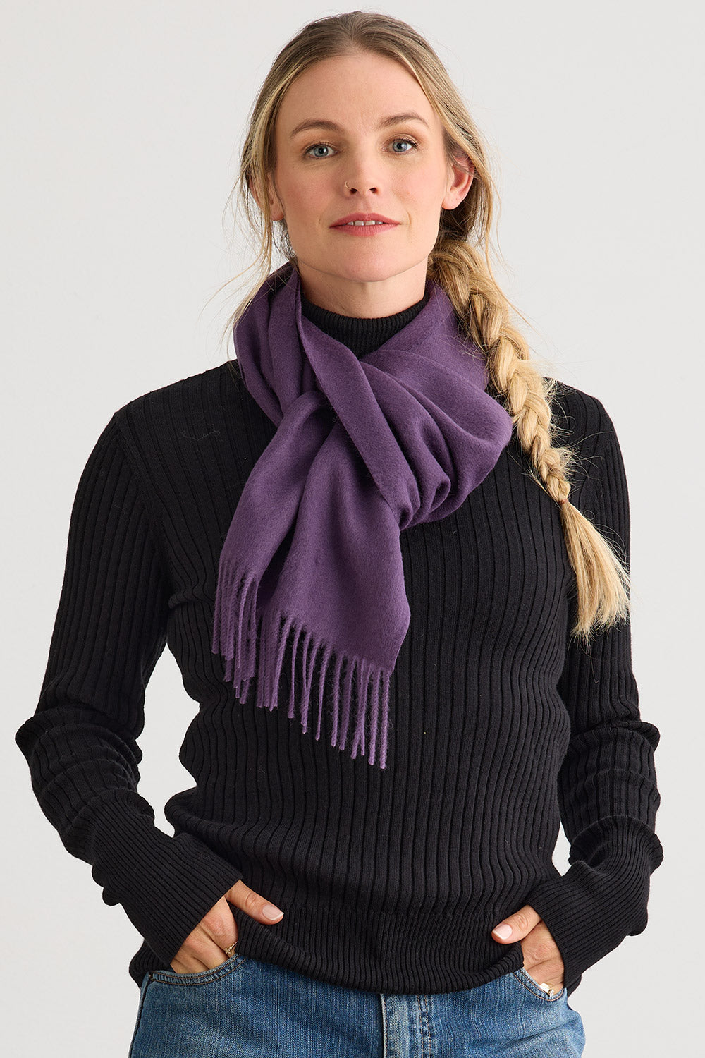 baby alpaca scarf - purple - fair trade - ethically made - fair indigo