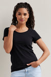 womens organic cotton scoop neck tee - black - fair indigo fair trade ethically made