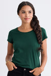 womens organic cotton scoop neck t-shirt - dark pine green - fair indigo fair trade ethically made