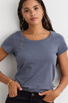womens organic cotton scoop neck tee - fair indigo