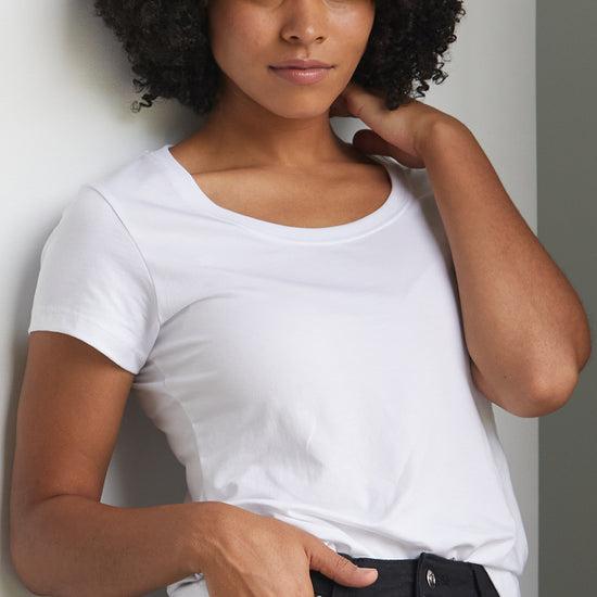 womens organic scoop neck tee - white - fair indigo fair trade ethically made