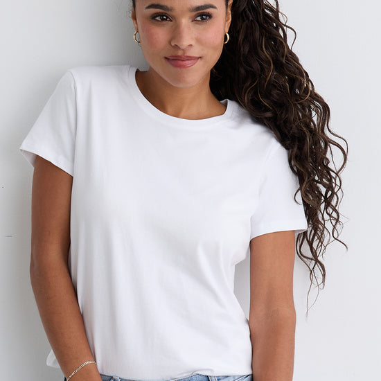womens organic relaxed crew neck tee - white - fair indigo fair trade ethically made