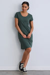 womens 100% organic cotton t-shirt dress - balsam green - fair indigo fair trade ethically made