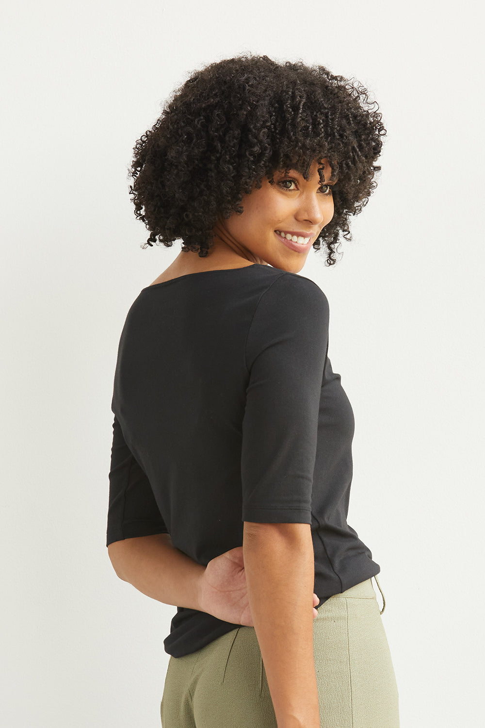 womens organic boat neck t-shirt - black - fair indigo fair trade ethically made