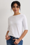 womens organic boat neck t-shirt - white - fair indigo fair trade ethically made