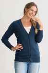 womens 100% organic cotton boyfriend cardigan - indigo blue - fair trade ethically made