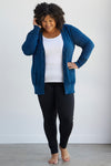 womens 100% organic cotton boyfriend cardigan - peacock blue - fair trade ethically made