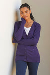 womens all-cotton organic boyfriend cardigan - violet blue purple - fair trade ethically made