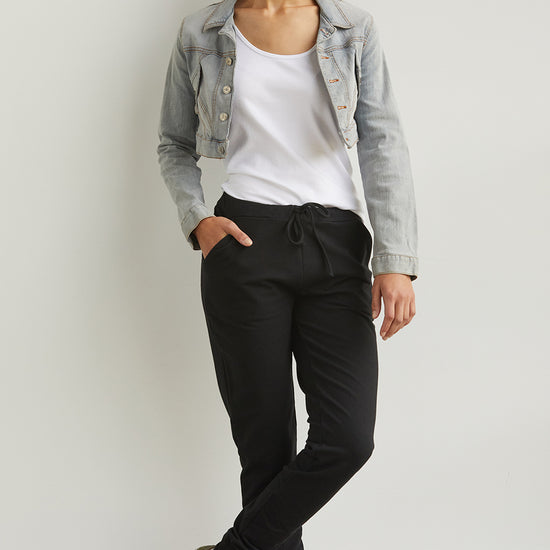 womens organic jogger pants - black - fair indigo fair trade ethically made