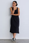 womens 100% organic cotton sleeveless tank dress - black - fair indigo fair trade ethically made