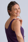 womens 100% organic cotton sleeveless tank dress - eggplant purple - fair indigo fair trade ethically made