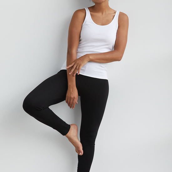 womens organic 100% cotton leggings - black - fair indigo fair trade ethically made