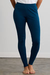 womens all cotton organic leggings- peacock blue - fair trade ethically made