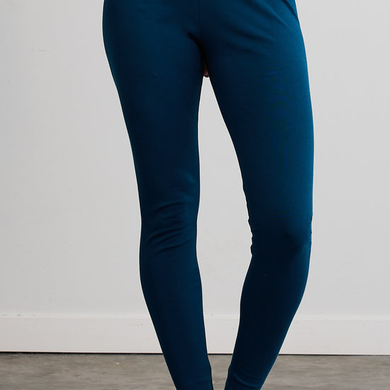 womens all cotton organic leggings- peacock blue - fair trade ethically made