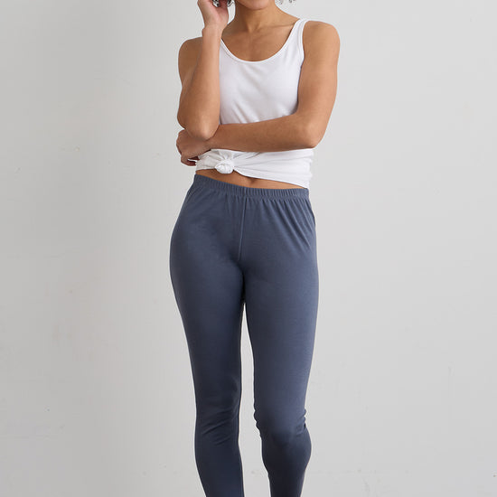 women's all cotton leggings - slate grey - fair indigo fair trade ethically made