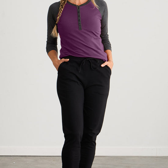 womens organic jogger pants - black - fair indigo fair trade ethically made