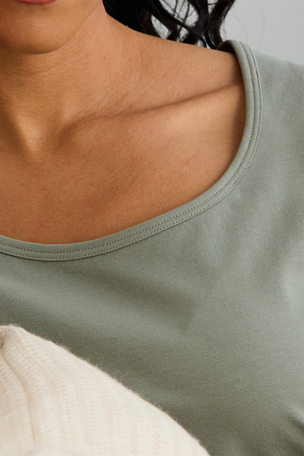 womens organic scoop neck tee - sage green - fair indigo fair trade ethically made