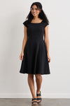 womens organic pima cotton ballet neck dress - black - fair indigo fair trade ethically made
