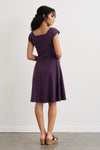 womens organic pima cotton ballet neck dress - eggplant purple - fair indigo fair trade ethically made