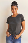 womens organic all cotton crew neck tee- charcoal grey - fair trade ethically made