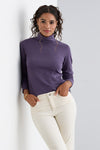 womens organic 100% pima cotton turtleneck - purple twilight lilac - fair indigo fair trade ethically made