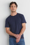 mens organic cotton crew neck t-shirt - midnight navy blue - fair indigo fair trade ethically made