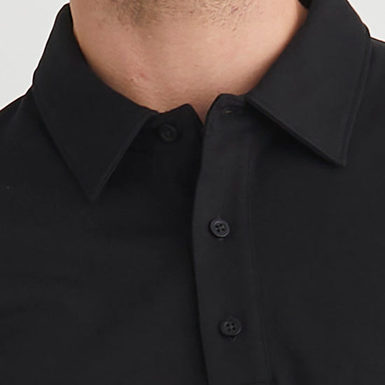 mens 100% organic cotton luxe polo - black - fair indigo fair trade ethically made