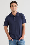 mens organic all cotton luxe polo - midnight navy blue - fair indigo fair trade ethically made