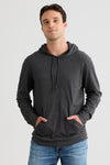 mens organic 100% cotton lightweight pullover hoodie dark charcoal heather grey - fair indigo - fair trade - ethically made