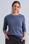 womens organic all cotton long sleeve crew neck tee - slate blue - fair trade ethically made