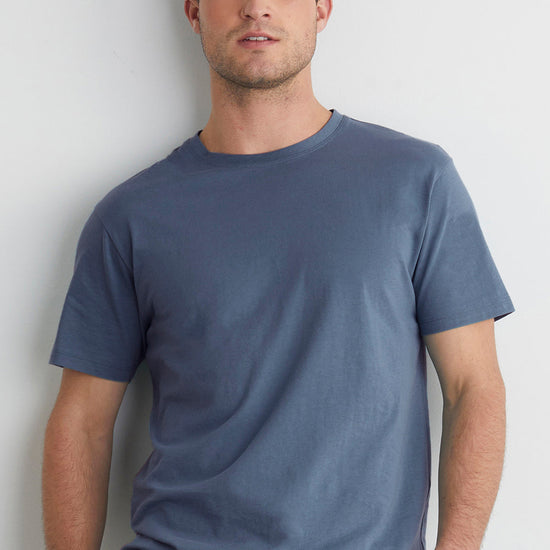 mens organic all cotton crew neck tee - slate blue - fair trade ethically made