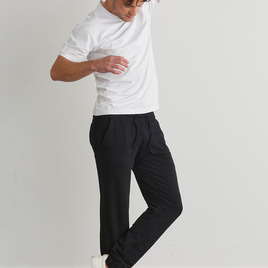 mens organic french terry jogger pants - black - fair indigo fair trade ethically made