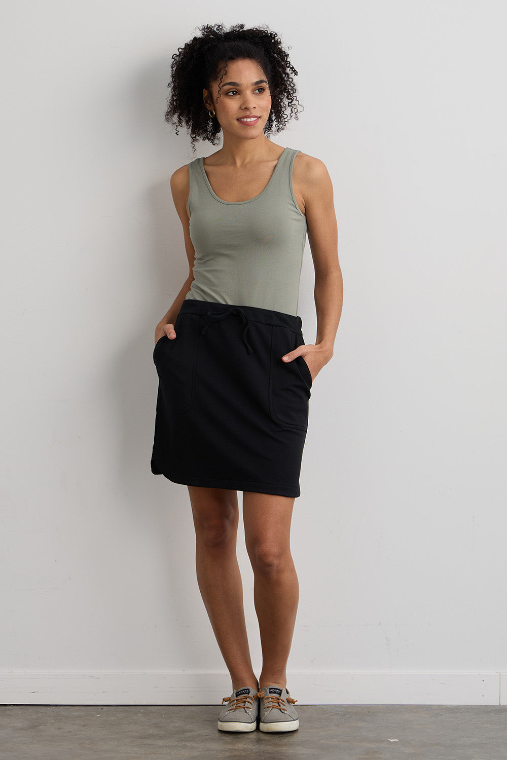 organic cotton mini skirt with pockets - black - fair indigo -fair trade - ethically made