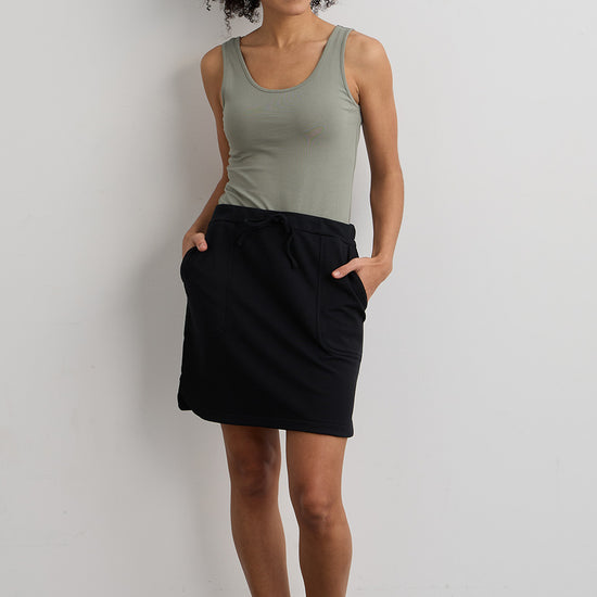organic cotton mini skirt with pockets - black - fair indigo -fair trade - ethically made