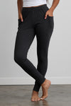 womens organic all-cotton pocket leggings - dark charcoal heather grey - fair indigo fair trade ethically made