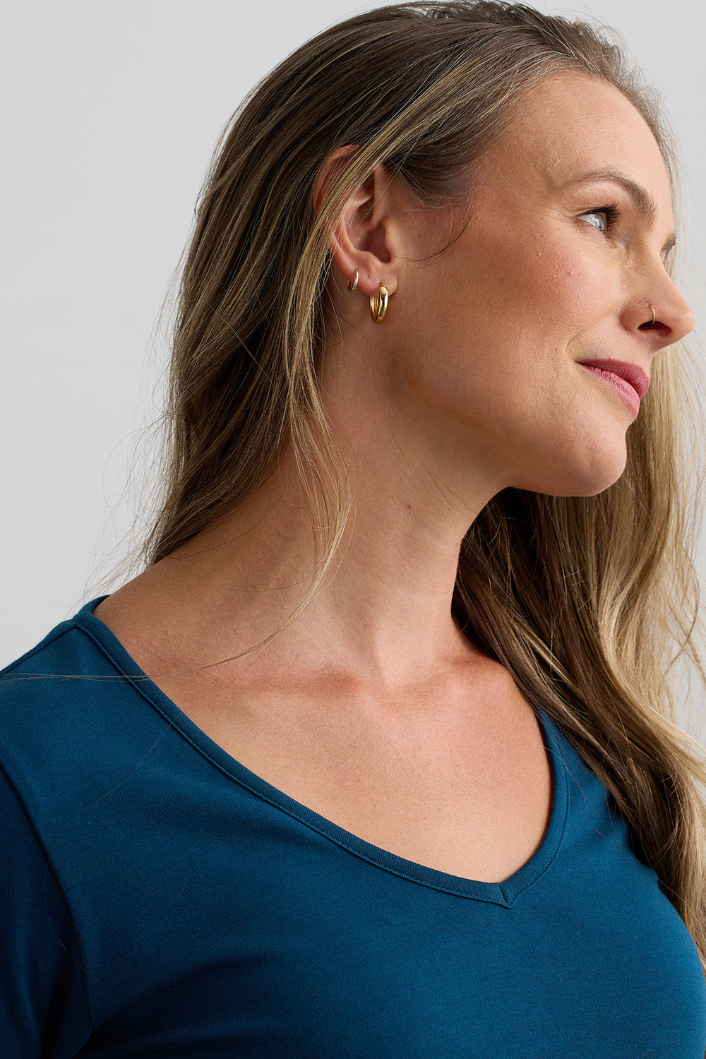 womens 100% organic cotton half sleeve tee - peacock blue - ethically made fair trade clothing - fair indigo