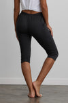 womens 100% organic all-cotton capris pocket leggings - dark charcoal heather - fair indigo fair trade ethically made