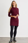 womens organic french terry long sleeve sweatshirt dress - burgundy - fair indigo fair trade ethically made