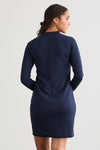 womens organic french terry sweatshirt dress - dark navy blue - fair indigo fair trade ethically made