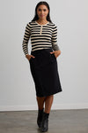 womens organic cotton striped henley sweater - winter white stripe - fair indigo ethically made
