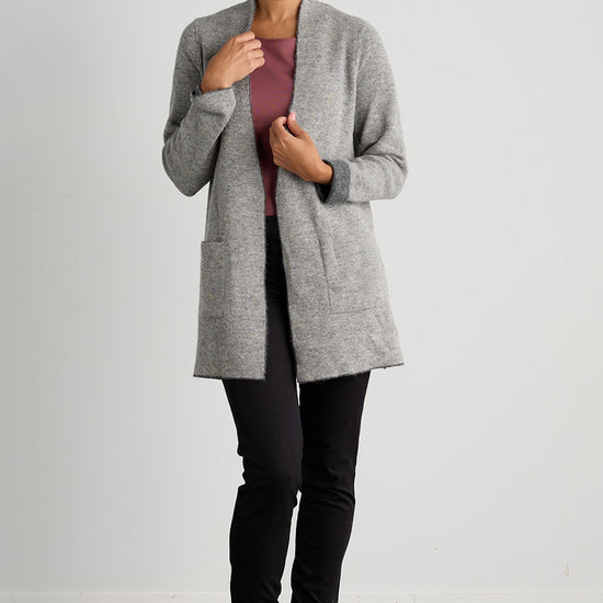 fair trade baby alpaca sweater cardigan jacket reversible top grey gray fair indigo organic ethically made