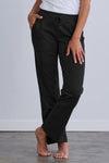 womens 100% organic cotton lounge pants with pockets - black - ethically made fair trade clothing - fair indigo