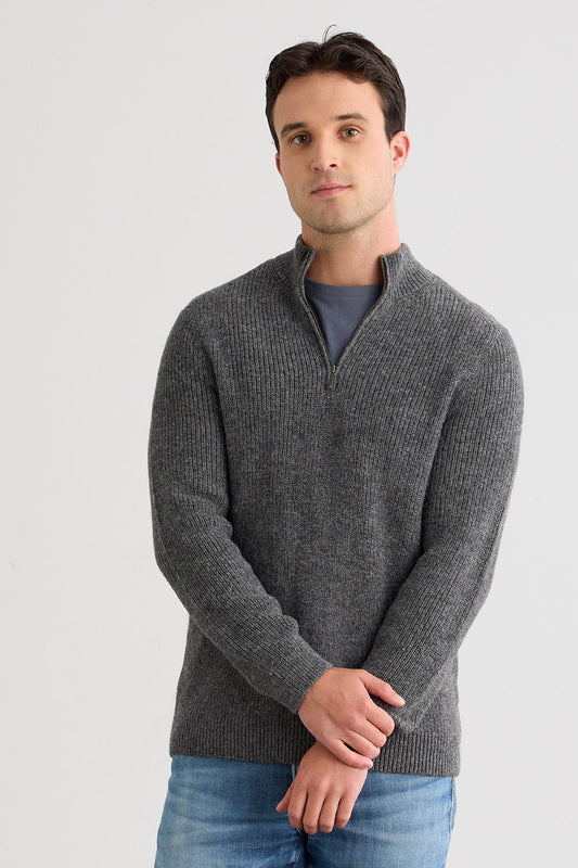Men's Baby Alpaca Quarter Zip Pullover Sweater
