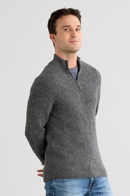 Men's Baby Alpaca Quarter Zip Pullover Sweater