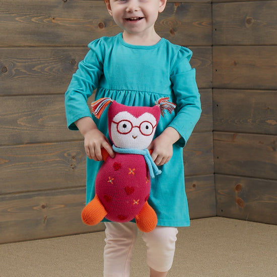 jody the owl organic cotton stuffed animal - ethically made - fair trade - fair indigo - joobles