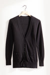 womens all-cotton organic boyfriend cardigan - black - fair trade ethically made