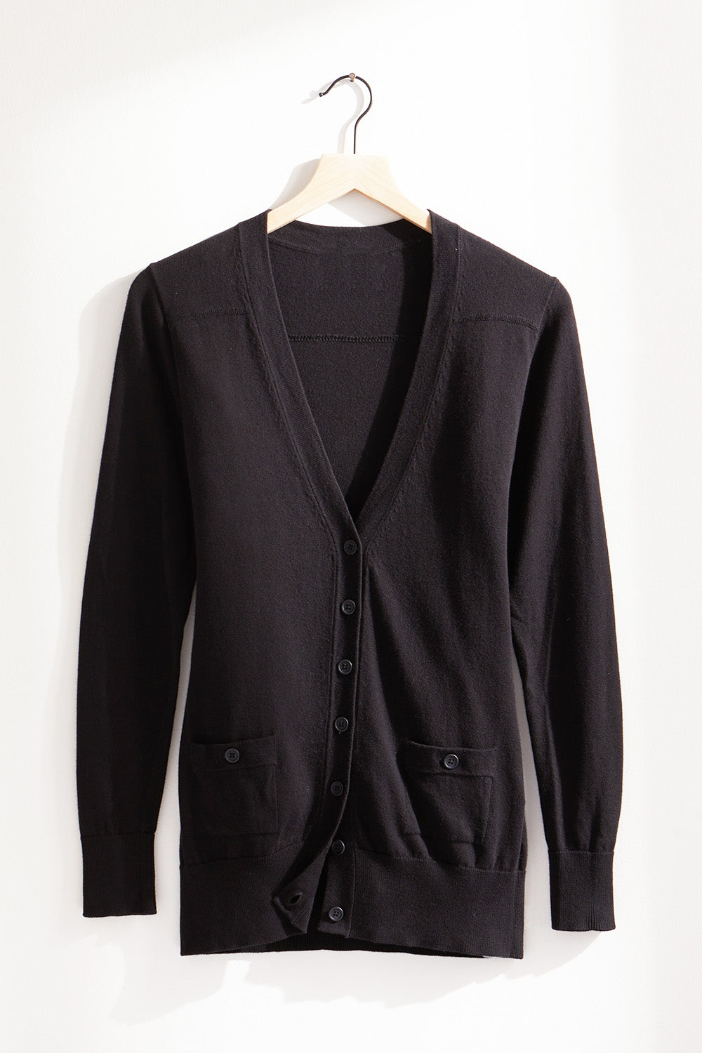 womens all-cotton organic boyfriend cardigan - black - fair trade ethically made